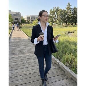 Women’s Vintage Black Pleated Back Tailored Blazer Size 4 Brand "item" 90's-2k